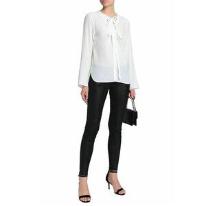 NWT $325 Sandro Cleo Silk Blouse Lace-up Ecru Size 2 US M